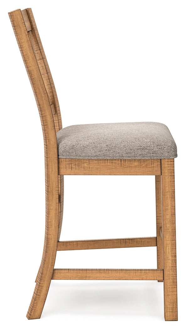 Ashley Furniture - HAVONPLANE COUNTER HEIGHT BARSTOOL - Light Brown Fabric|Wood - Stools - Additional View 7
