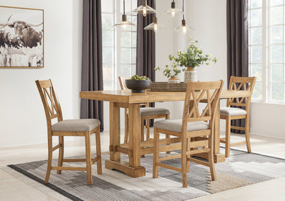 Ashley Furniture - HAVONPLANE COUNTER HEIGHT BARSTOOL - Light Brown Fabric|Wood - Stools - Additional View 8