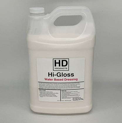 1 gallon HD Products Hi-Gloss water-based dressing container on a gray background