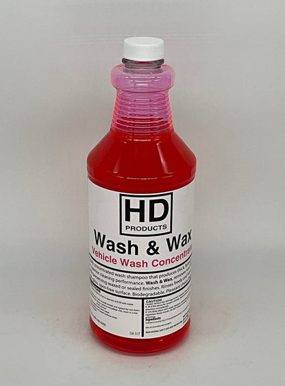 32oz Bottle of HD Products Wash & Wax on a gray background