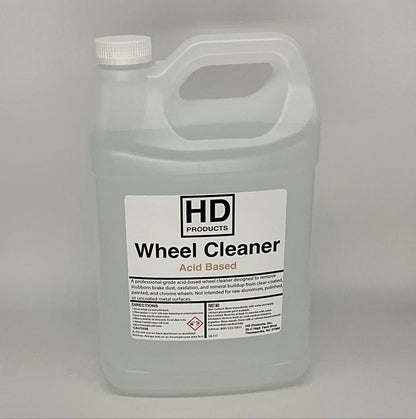 1 gallon HD Products wheel cleaner bottle on a gray background