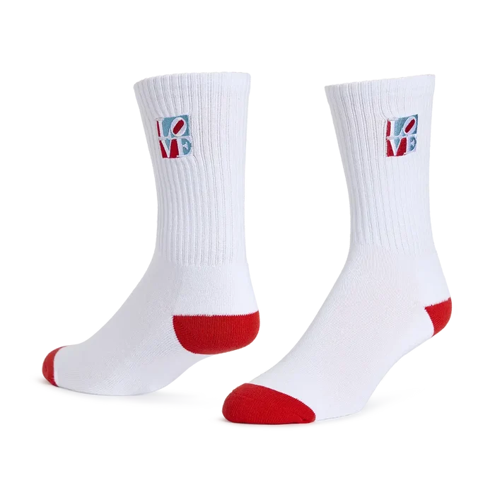 Indiana LOVE Patch Crew Socks White
