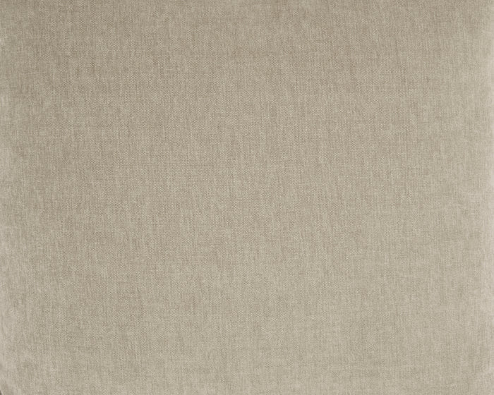 Warm gray woven pillow fabric texture close-up.