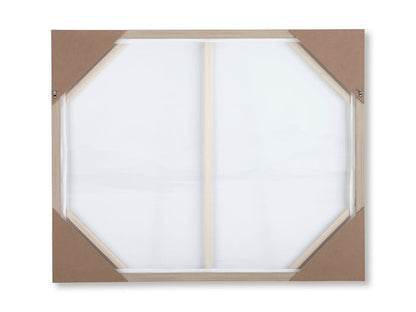 Hexagonal-hanging wall art backing with white panel and corner mounting hardware