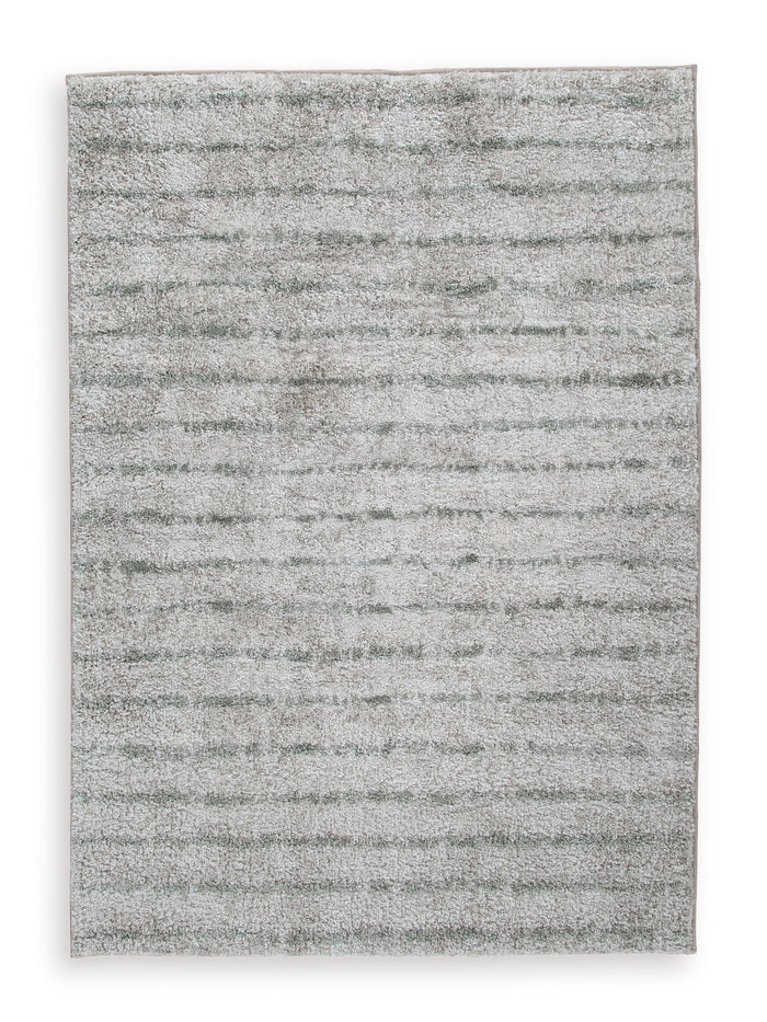 5x7 area rug, light gray with horizontal textured stripe pattern