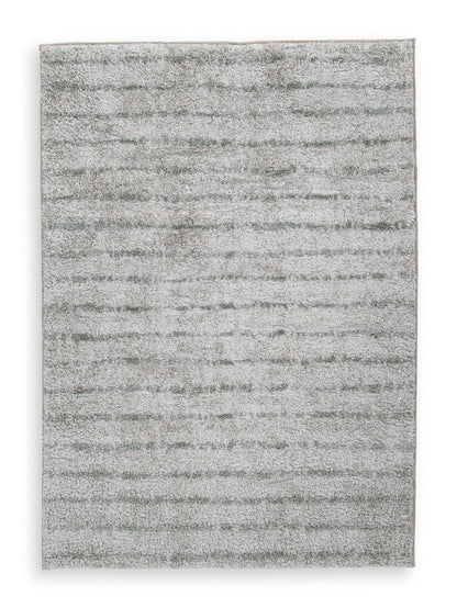 5x7 area rug, light gray with horizontal textured stripe pattern