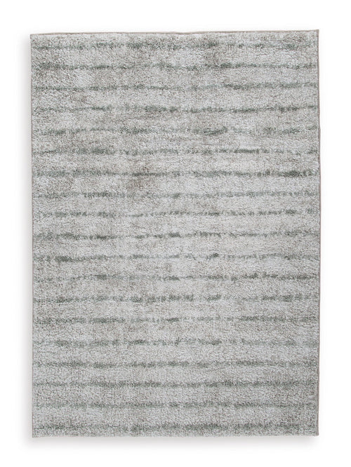 5x7 area rug, light gray with horizontal textured stripe pattern