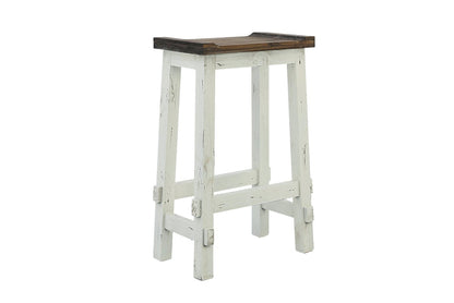 Lawman 30" Saddle Stool - White - Additional View 1