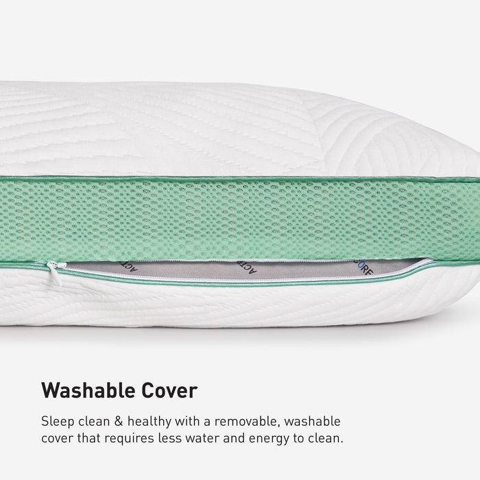 Bedgear - Level Transition 1.0 Stomach Sleeper Pillow - White|Green Fabric - Pillows - Additional View 4