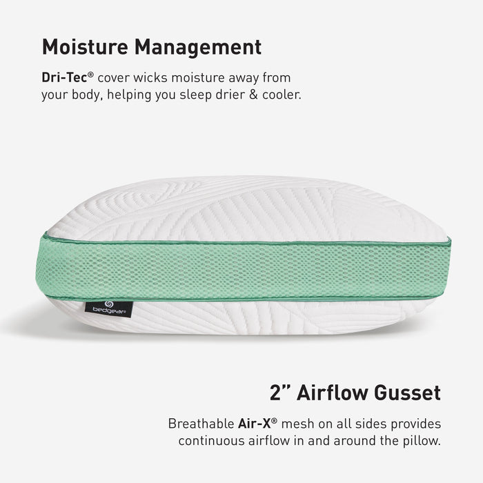 Bedgear - Level Transition 1.0 Stomach Sleeper Pillow - White|Green Fabric - Pillows - Additional View 5