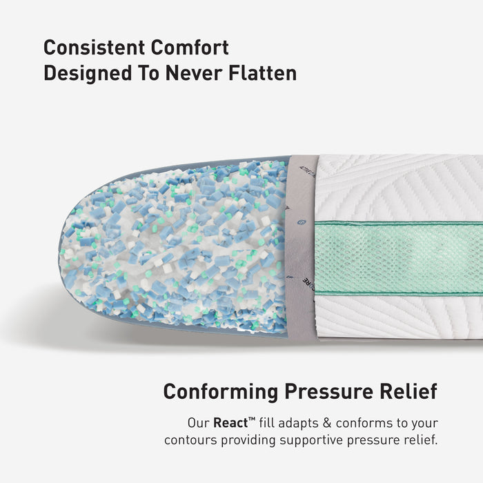 Bedgear - Level Transition 1.0 Stomach Sleeper Pillow - White|Green Fabric - Pillows - Additional View 6