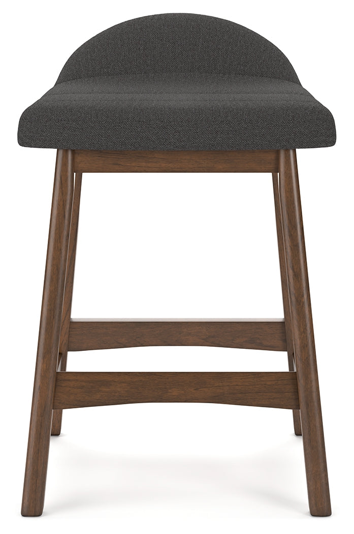 Ashley Furniture - LYNCOTT CHARCOAL 24" BARSTOOL - Dark Gray Fabric|Wood - Stools - Additional View 1