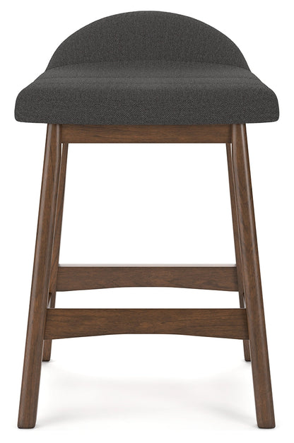 Ashley Furniture - LYNCOTT CHARCOAL 24" BARSTOOL - Dark Gray Fabric|Wood - Stools - Additional View 1