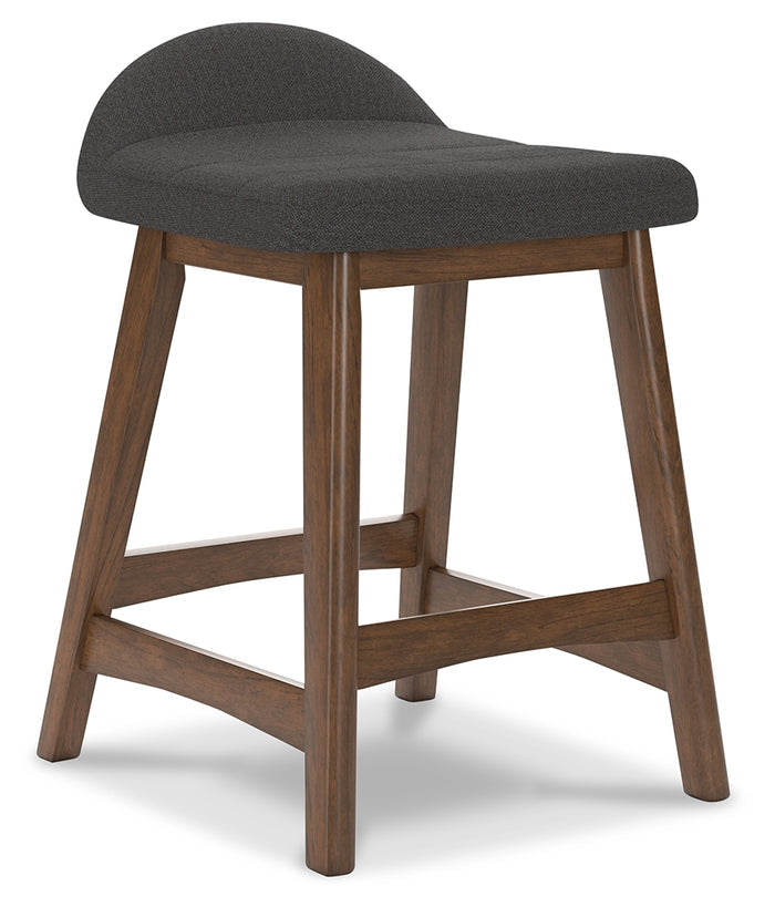 Ashley Furniture - LYNCOTT CHARCOAL 24" BARSTOOL - Dark Gray Fabric|Wood - Stools - Additional View 2
