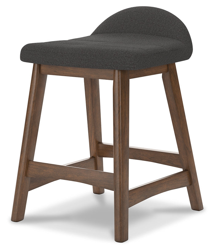 Ashley Furniture - LYNCOTT CHARCOAL 24" BARSTOOL - Dark Gray Fabric|Wood - Stools - Additional View 3