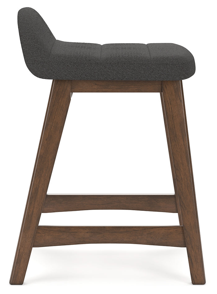 Ashley Furniture - LYNCOTT CHARCOAL 24" BARSTOOL - Dark Gray Fabric|Wood - Stools - Additional View 5