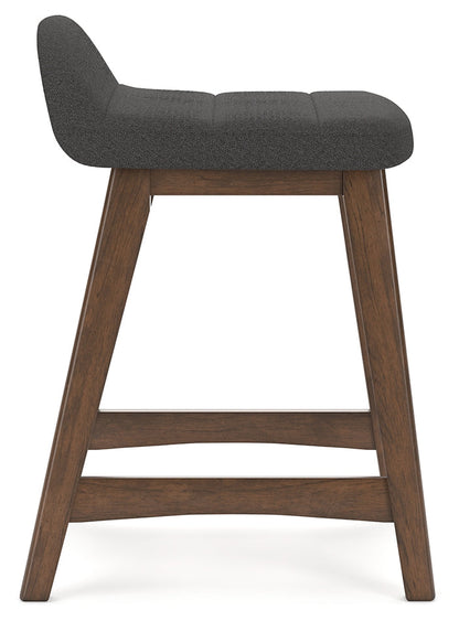 Ashley Furniture - LYNCOTT CHARCOAL 24" BARSTOOL - Dark Gray Fabric|Wood - Stools - Additional View 5