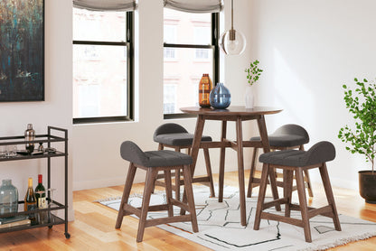 Ashley Furniture - LYNCOTT CHARCOAL 24" BARSTOOL - Dark Gray Fabric|Wood - Stools - Additional View 7