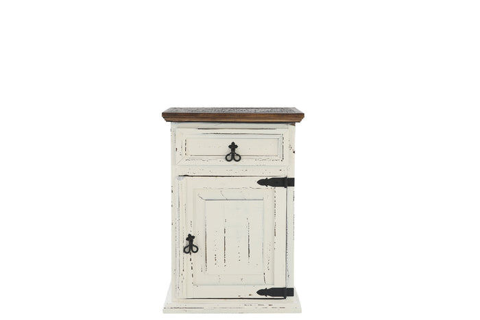 MANSION AGED WHITE NIGHTSTAND