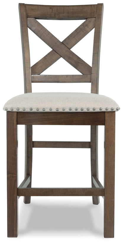 Ashley Furniture - MORIVILLE 24" BARSTOOL - Beige Fabric|Wood - Stools - Additional View 9