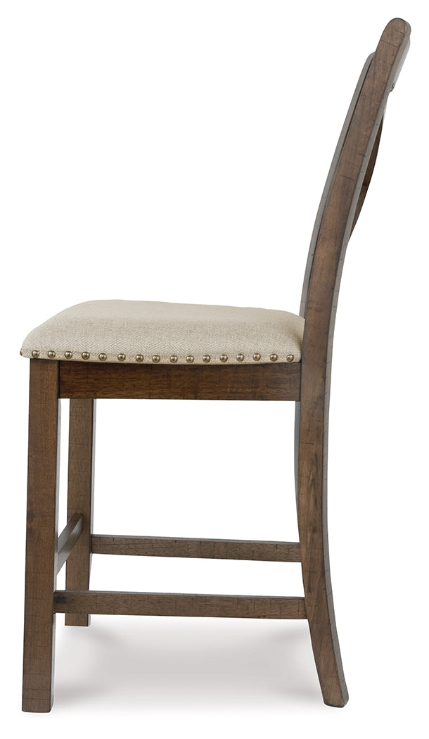Ashley Furniture - MORIVILLE 24" BARSTOOL - Beige Fabric|Wood - Stools - Additional View 8