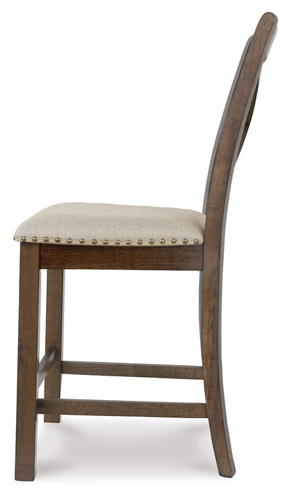 Ashley Furniture - MORIVILLE 24" BARSTOOL - Beige Fabric|Wood - Stools - Additional View 8