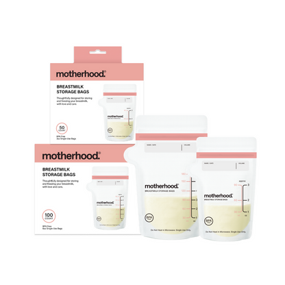 Motherhood Collection Leak-Proof Freezer Bags – Pre-Sterilized, BPA-Free, 3 oz & 6 oz Sizes, Self-Standing & Flat Lay (50 or 100 Count)