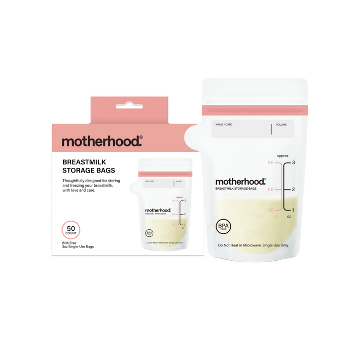 Motherhood Collection Leak-Proof Freezer Bags – Pre-Sterilized, BPA-Free, 3 oz & 6 oz Sizes, Self-Standing & Flat Lay (50 or 100 Count)