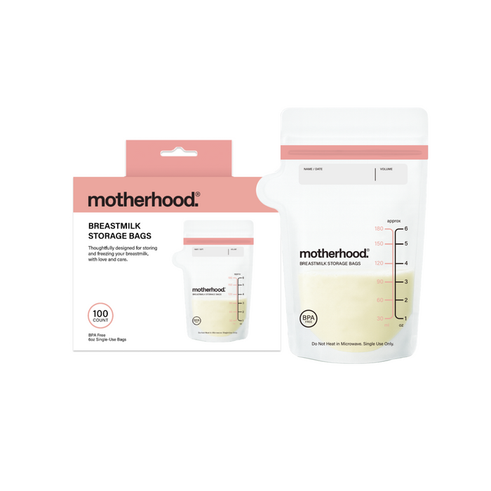 Motherhood Collection Leak-Proof Freezer Bags – Pre-Sterilized, BPA-Free, 3 oz & 6 oz Sizes, Self-Standing & Flat Lay (50 or 100 Count)