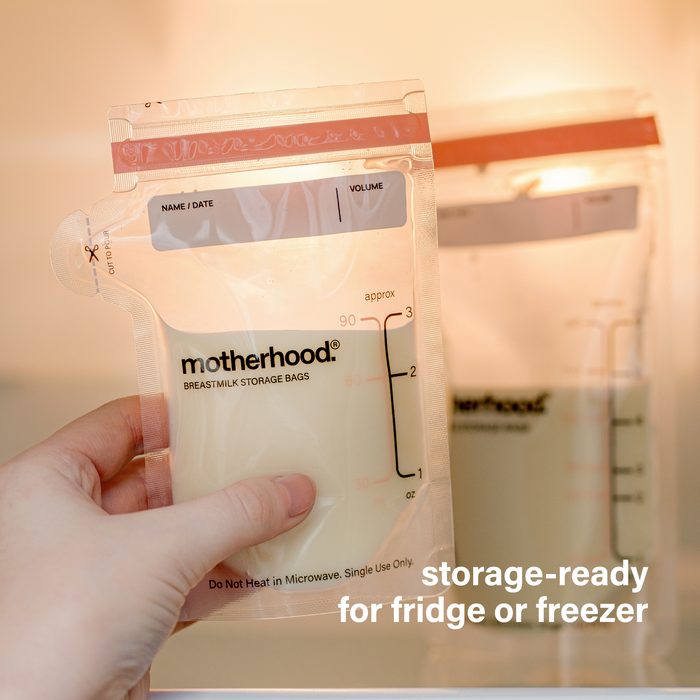 Motherhood Collection Leak-Proof Freezer Bags – Pre-Sterilized, BPA-Free, 3 oz & 6 oz Sizes, Self-Standing & Flat Lay (50 or 100 Count)