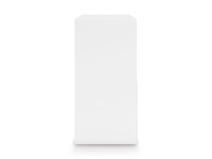 White storage organizer panel with flat rectangular design