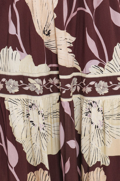 Leonor Maxi Dress - Yellow Brown Floral