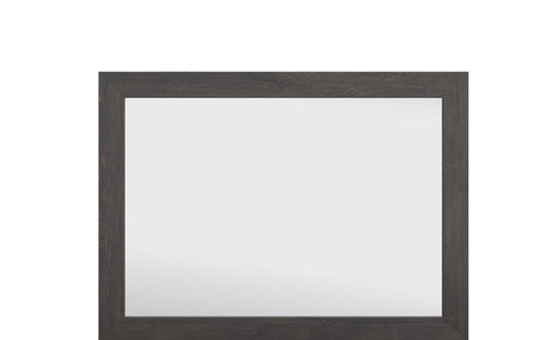 Bedroom mirror with dark gray rectangular frame