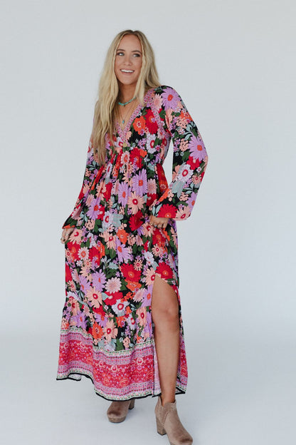 Meadow Edge Maxi Dress - Black Multi