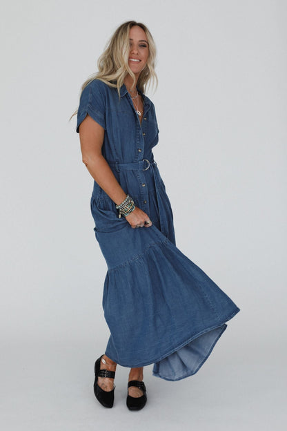 Blue Ridge Denim Maxi Dress - Medium Wash