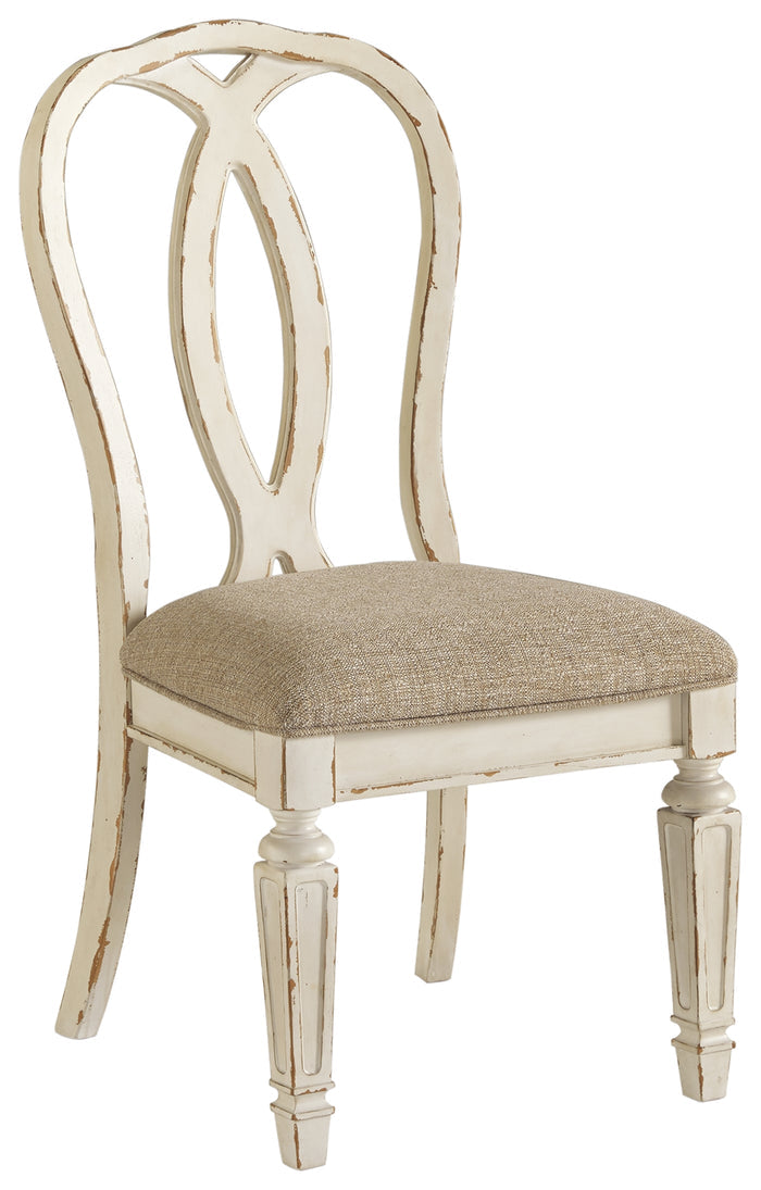 Ashley Furniture - Realyn Ribbonback Side Chair - White Fabric|Wood - Chairs