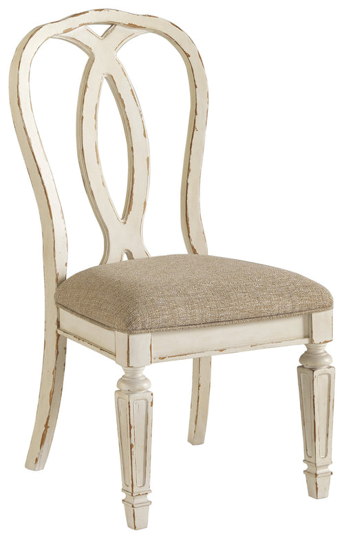 Ashley Furniture - Realyn Ribbonback Side Chair - White Fabric|Wood - Chairs