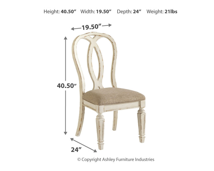 Ashley Furniture - Realyn Ribbonback Side Chair - White Fabric|Wood - Chairs - Additional View 6