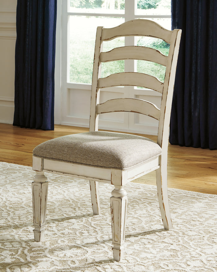 Ashley Furniture - Realyn Ladderback Side Chair - White Fabric|Wood - Chairs - Additional View 3