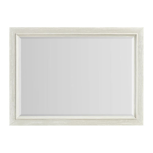 Rectangular bedroom mirror with light wood frame