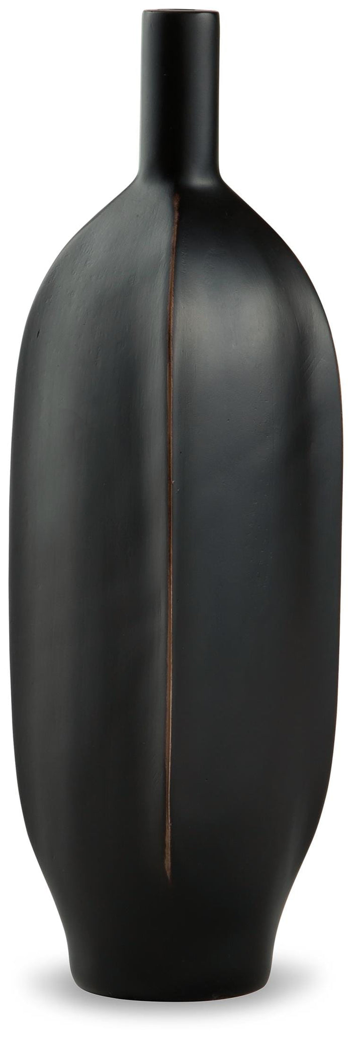 Rhaveney 12-inch black matte vase with tall narrow neck and elongated body