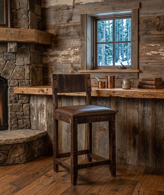 RUSTIC 24" OR 30" BARSTOOL WITH CUSHION