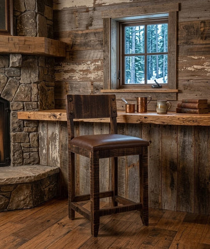 RUSTIC 24" OR 30" BARSTOOL WITH CUSHION