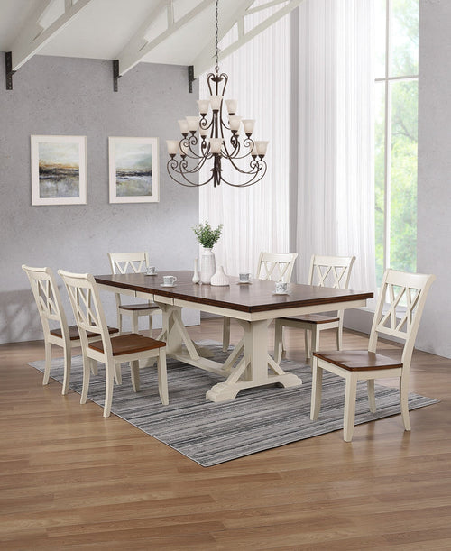 Savannah side chairs with X-back design, light wood finish and wood seat