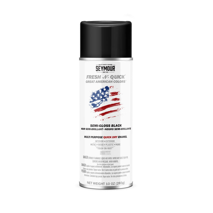 Seymour Fresh-N-Quick Multi-Purpose Spray Paint, Semi-Gloss Black (10 oz)