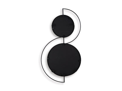 Decorative accent mirror with two stacked circular mirrors and dark frames