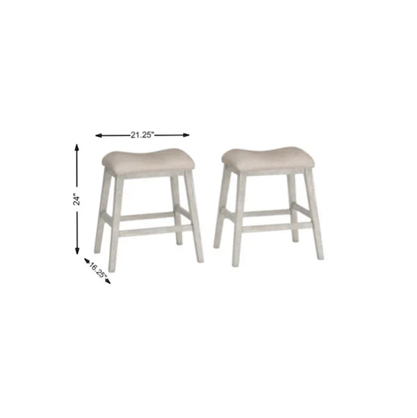 Counter-height bar stool dimensions, beige upholstered top, light gray legs