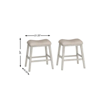 Counter-height bar stool dimensions, beige upholstered top, light gray legs
