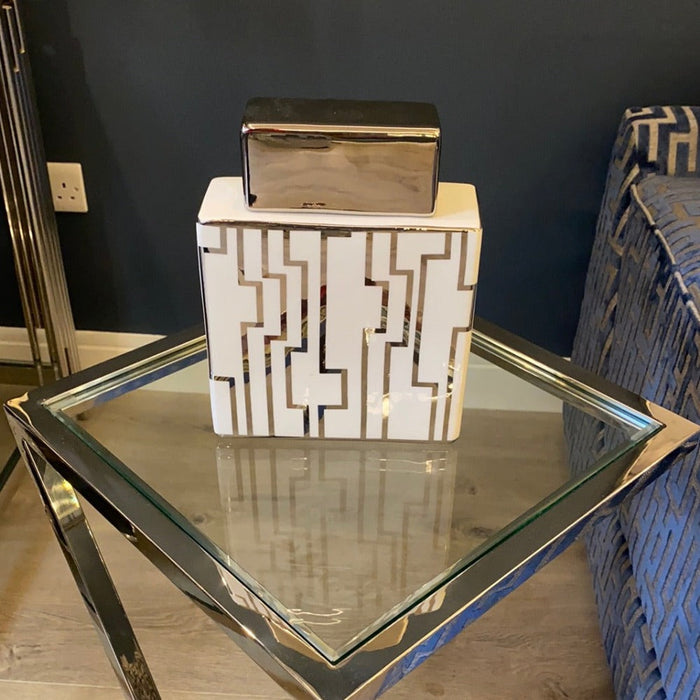 Square silver top vase-Renaissance Design Studio