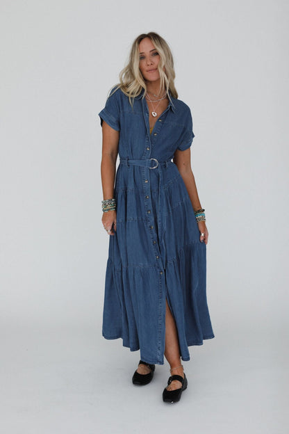 Blue Ridge Denim Maxi Dress - Medium Wash